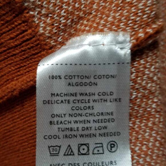 Ann Taylor Factory Pumpkin & White Plaid Cardigan Sweater Medium - Picture 2 of 10